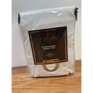 Fieldcrest Heritage Davina Chambray Grommet Panel‎ Blackout White 50x108 NEW
